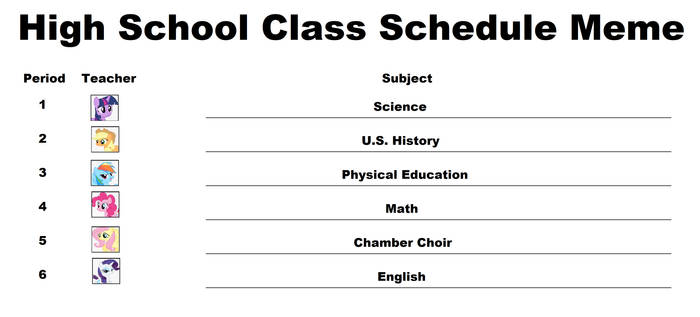 MLP High School Class Schedule Meme