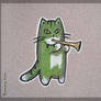 Green cat with the horn