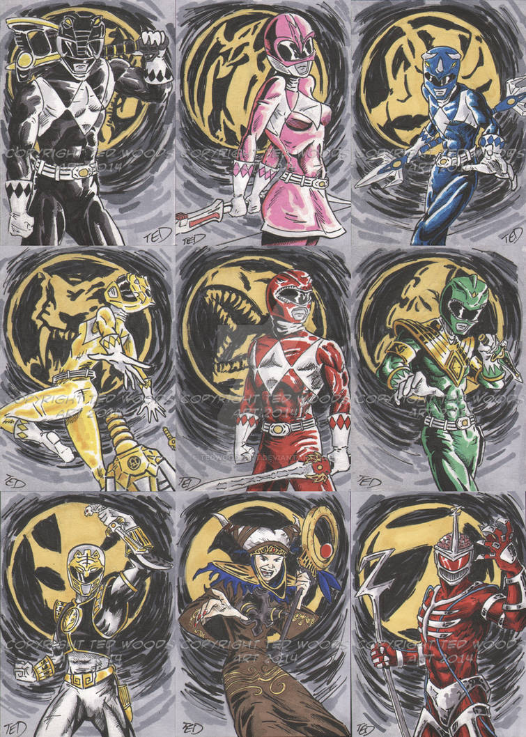 Power Rangers Sketch Cards 1 by tedwoodsart on DeviantArt