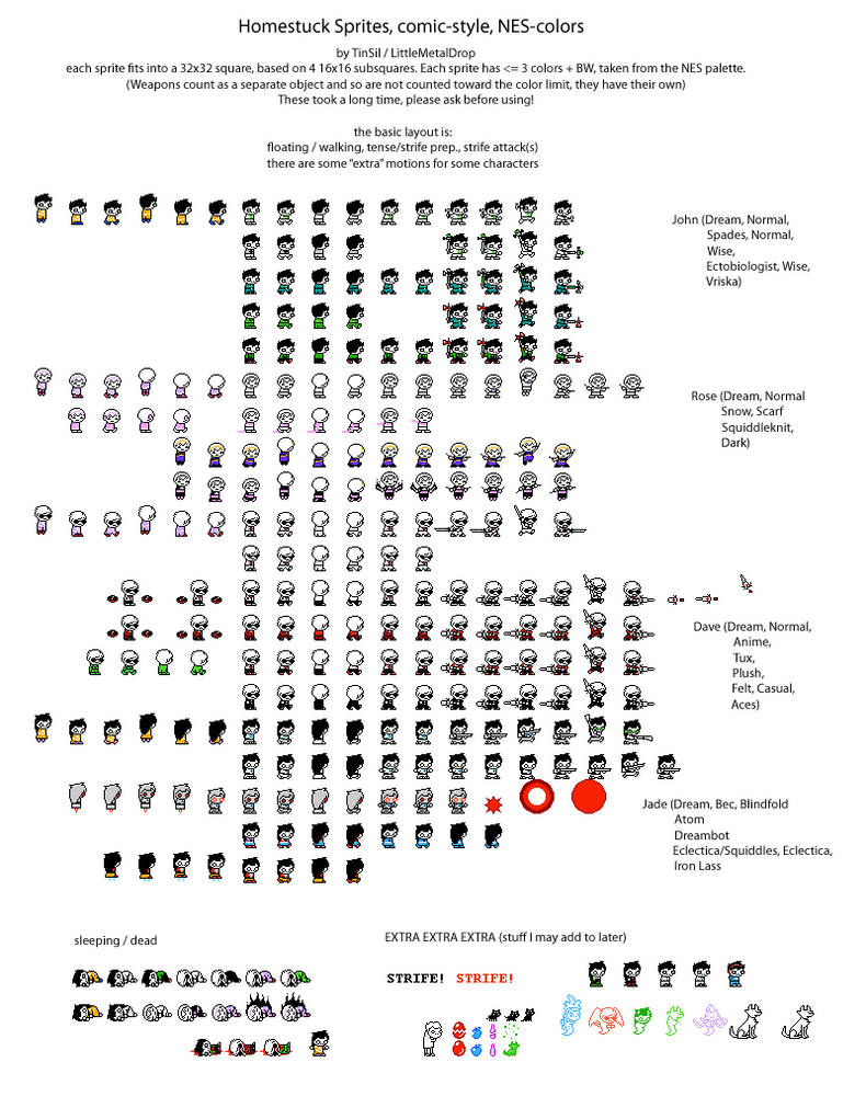 NES Homestuck Kids Sprites by TinSil