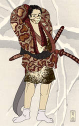 Theatrical engraving. Zabuza