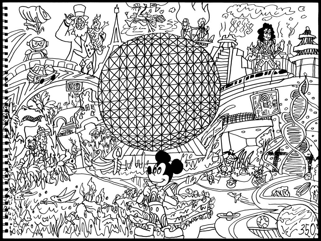 Epcot Colorign Page EPCOT by AverageJoeArtwork on DeviantArt