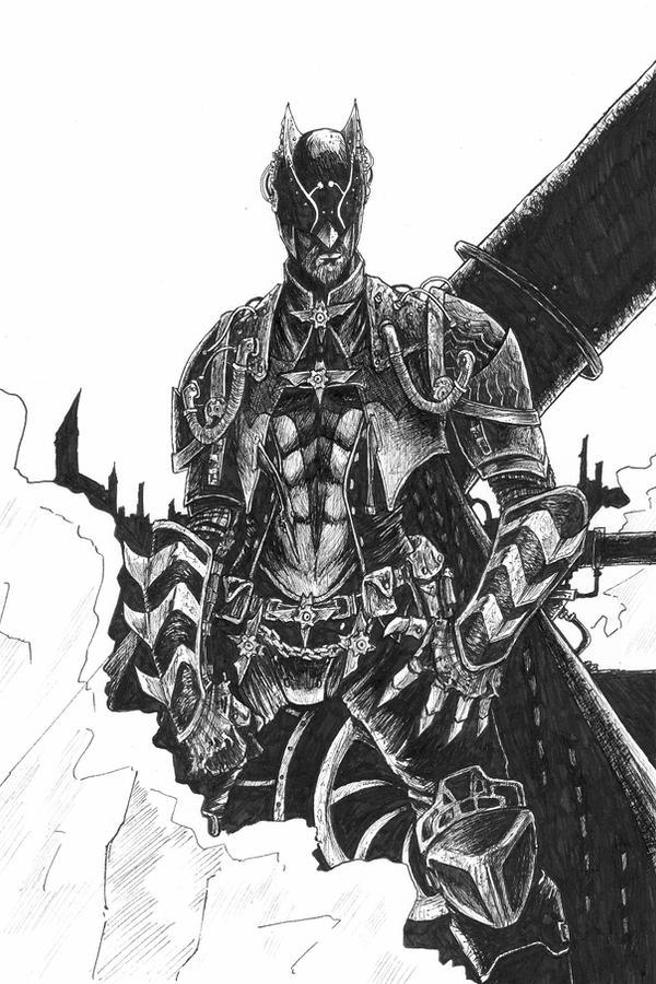 Steampunk Batman Linework by odingraphics
