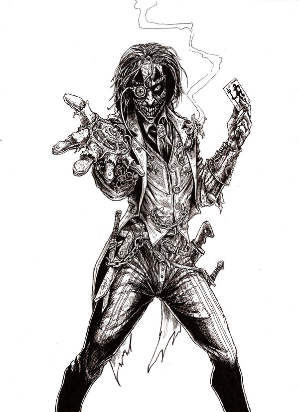 Steampunk Joker Linework by odingraphics