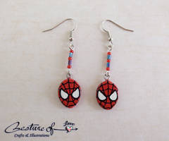 Spiderman hanging polymer clay earrings