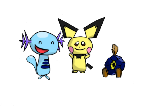 Wooper, Pichu and Roggenrola