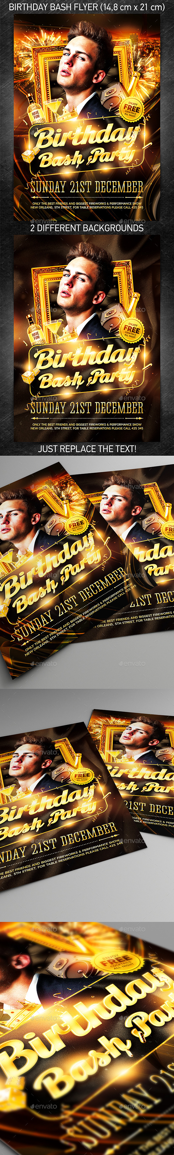 Birthday Bash Party Flyer, PSD Template