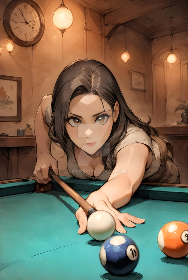 Lady Playing Pool