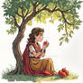 Roman woman eating an apple - AIArt1st