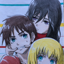 Mikasa, Eren, Armin