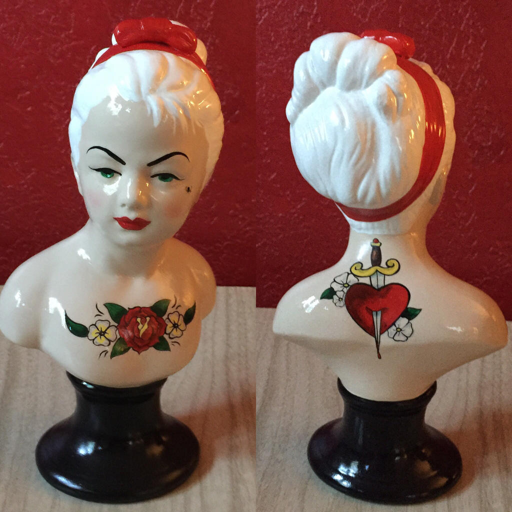 ReVamped Vintage Tattooed Lady Bust