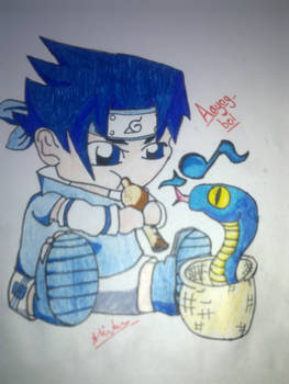 Mini Sasuke play with snake