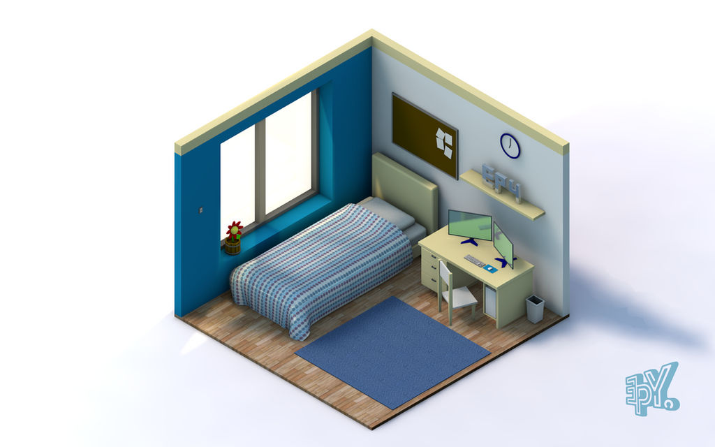 3D isometric bedroom by OukokuDesign on DeviantArt
