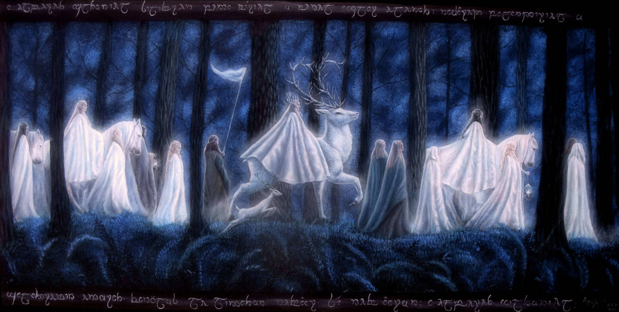 The Passing of the elves royal procession by Gwillieth