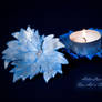 silver blue leaf candle holder