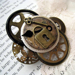 Gears and Lock Brooch