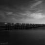 Jacksonville Beach Pier - Supermoon BW