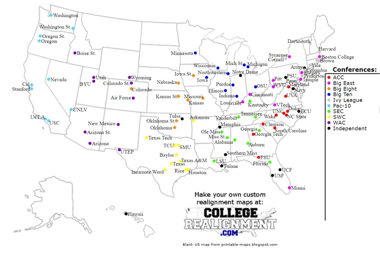 My College Football Realignment Map by GreatWhiteShark33 on DeviantArt
