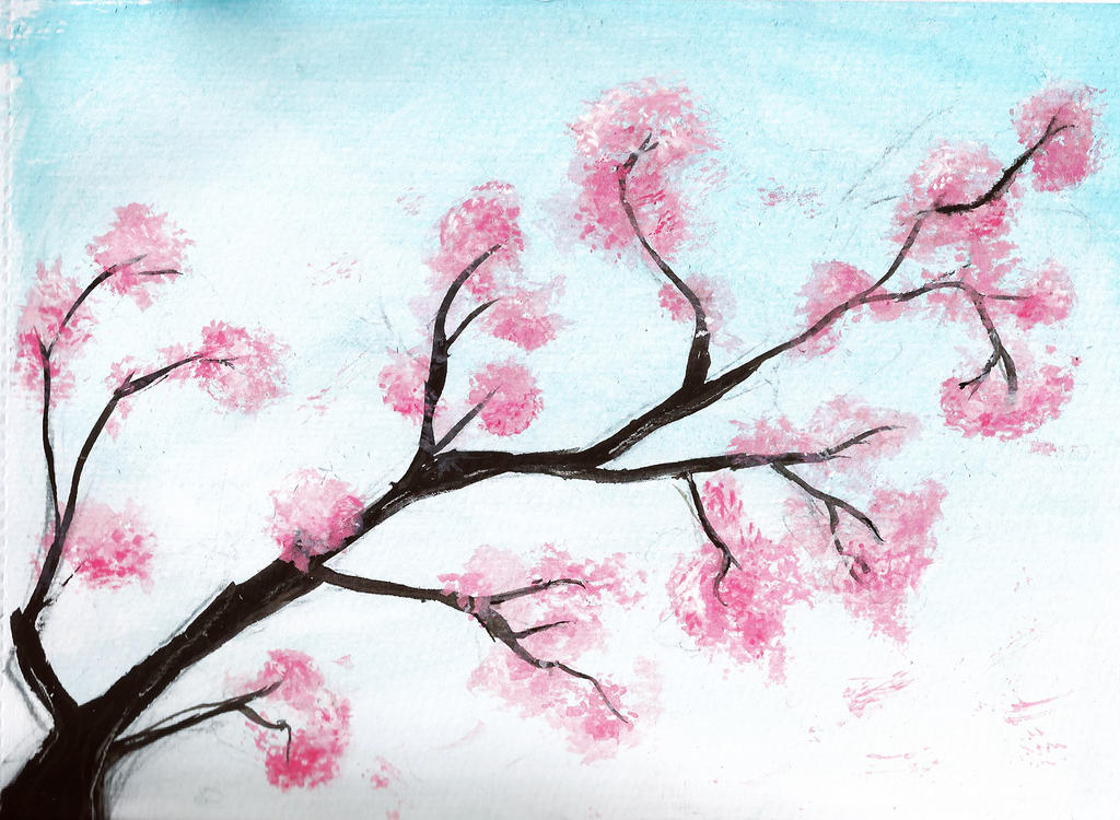 Как нарисовать дерево сакуры. Сакура рисованно. Сакура гуашью. Сакура рисунок. Сакура нарисовать.