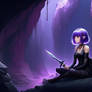 Small-purple-haired-woman-wearing-a-gothic-dress--
