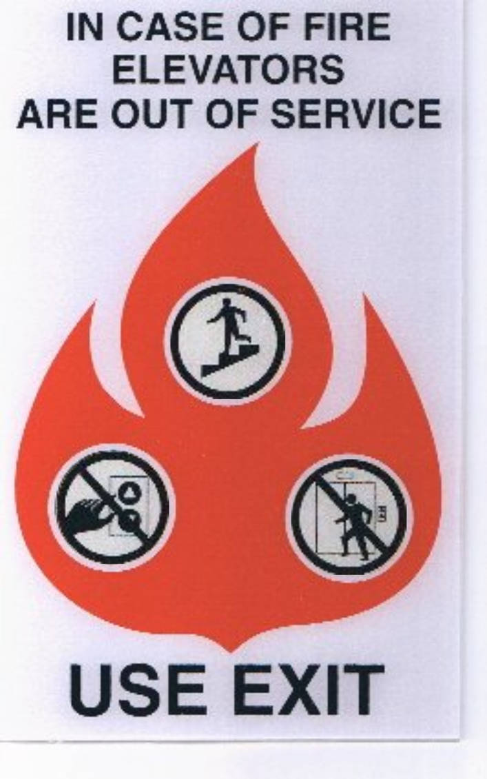 All black symbol In Case of Fire Elevator Sign by TeamRocketDJvgBoy123