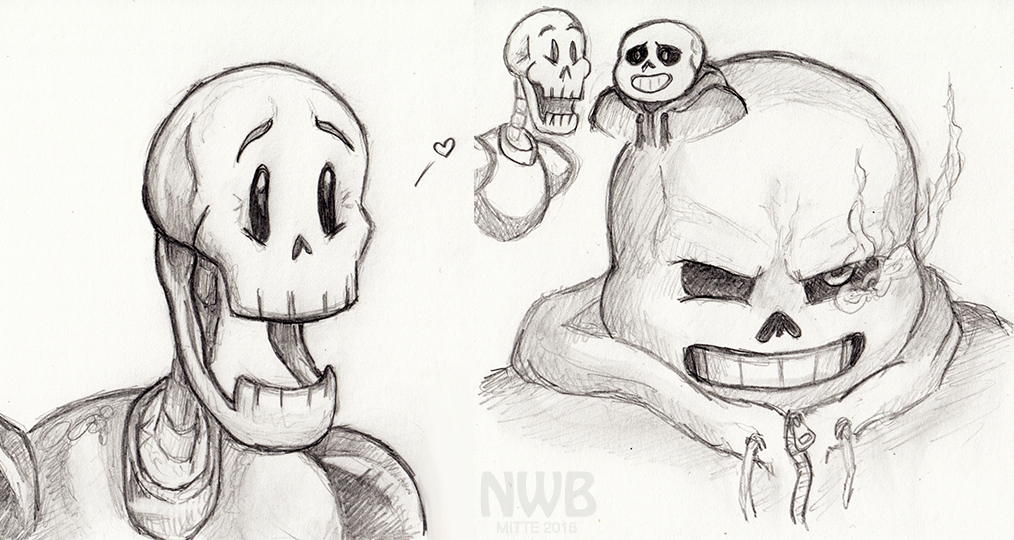 Skeleton bros in pencil