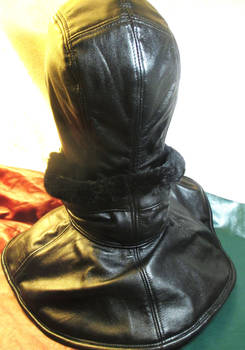 Leather Motorcycle Hood/ Neck Gaiter, Back