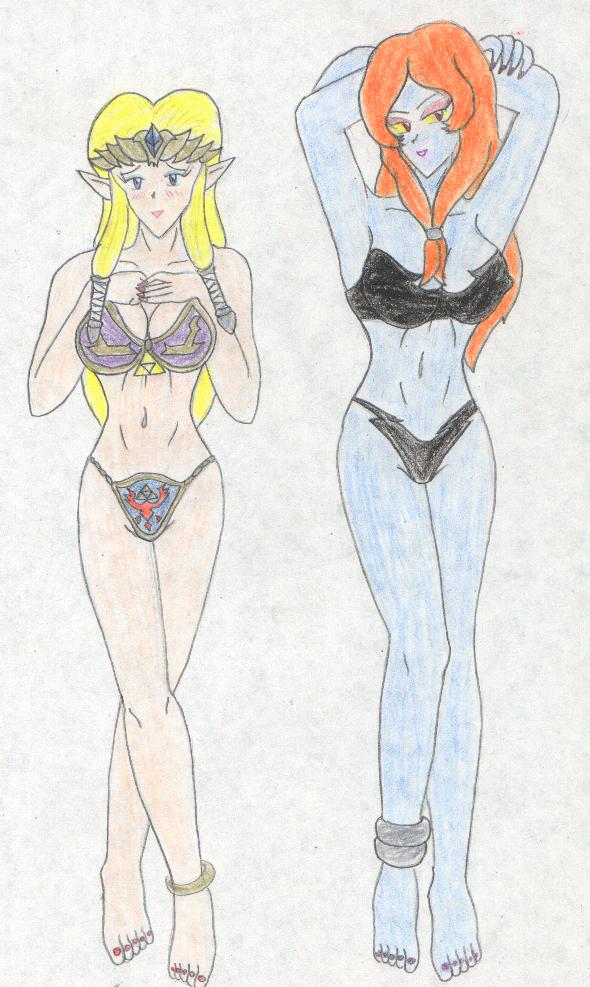 Zelda and Midna in bikinis