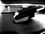 black and white record player by softspokenmc