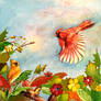 Bird Painting (Autumn Cardinal Paradise)