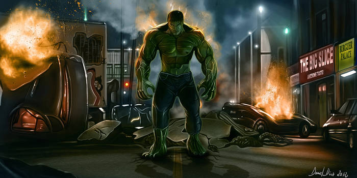 Hulk between flames