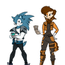 Sonic and Sally in a Genndy Tartakovsky style