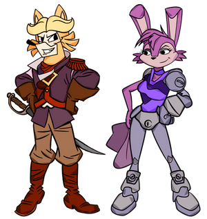 Antoine and Bunnie in a Genndy Tartakovsky style