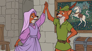 Robin and Marian dance a madrigal