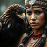 Native woman and eagle