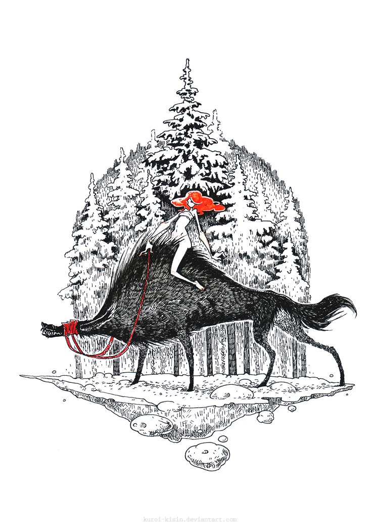 Winter with wolfs by Kuroi-kisin