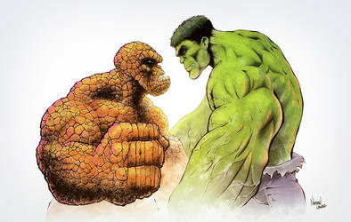 Thing vs Hulk - white