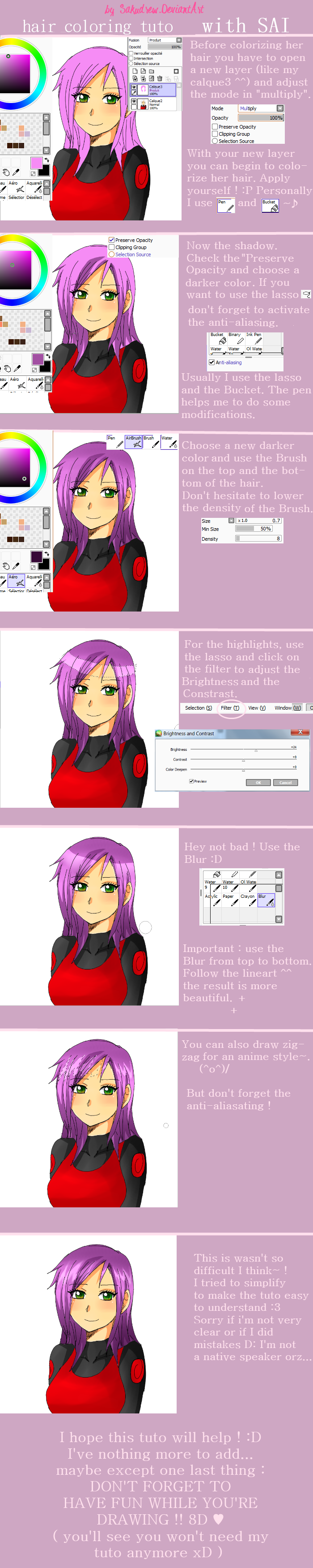 Hair coloring tutorial Paint Tool SAI~