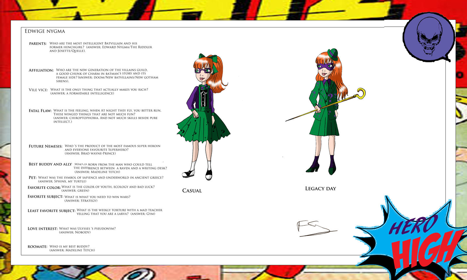 Hero High: Riddler's daughter by Lady--knight on DeviantArt