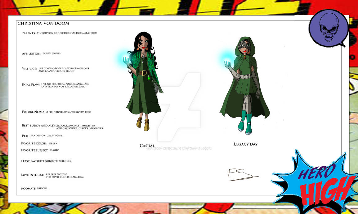 Hero High: Doctor's Doom daughter by Lady--knight on DeviantArt