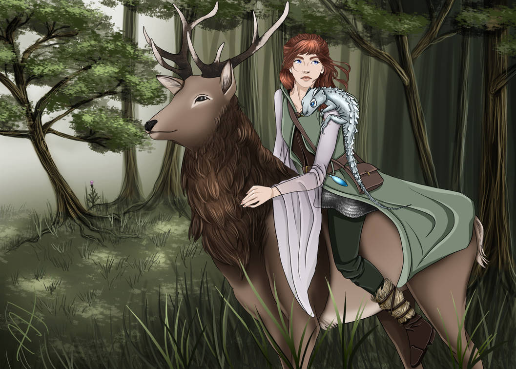 Aurora - Elven Ranger riding an Elk by E-Kathryn on DeviantArt