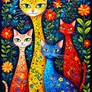 Floral Garden Cats