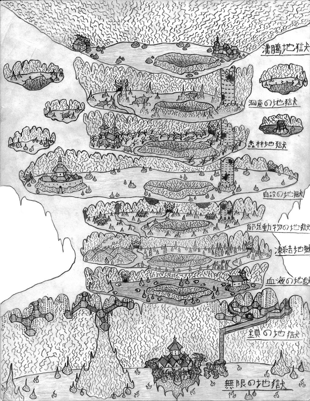 Jigoku, The Nine Hells (Map - Sketch by Ultima-the-RedWyrm
