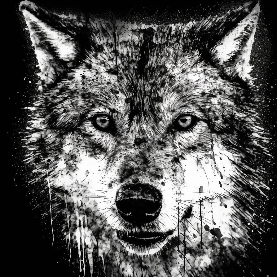 EndureX Abstract monochrome ink timberwolf portrai by Endure-Forte on ...
