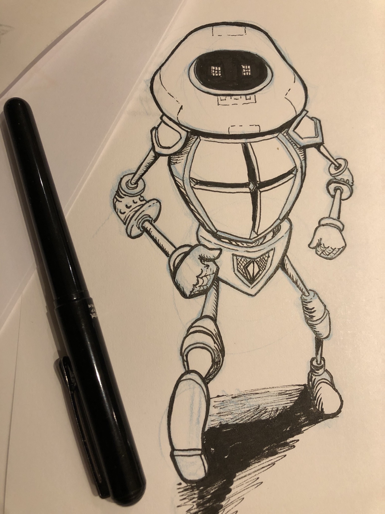 Robot ink drawing by WolfieAP on DeviantArt
