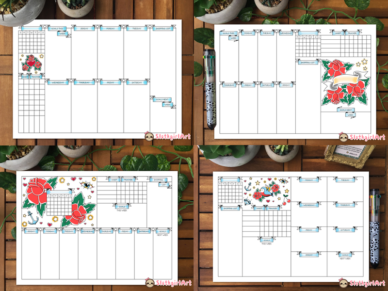 Tattoo Printable Bullet Journal Weekly Spreads by Slothgirlart on DeviantArt Tattoo Printable Bullet Journal Weekly Spreads by Slothgirlart on DeviantArt