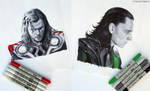 Thor and Loki (marker drawing)