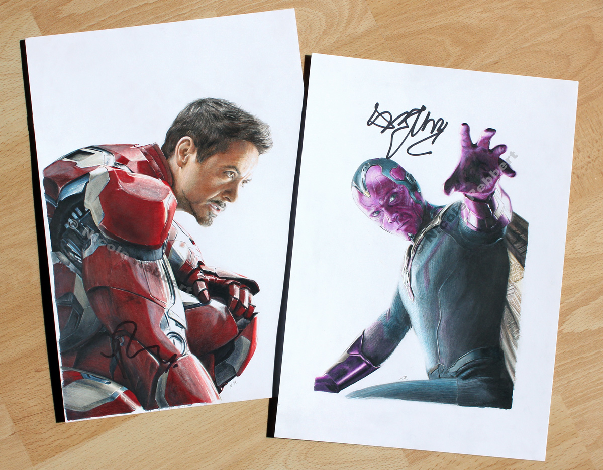 Iron Man and Vision (signed drawings)