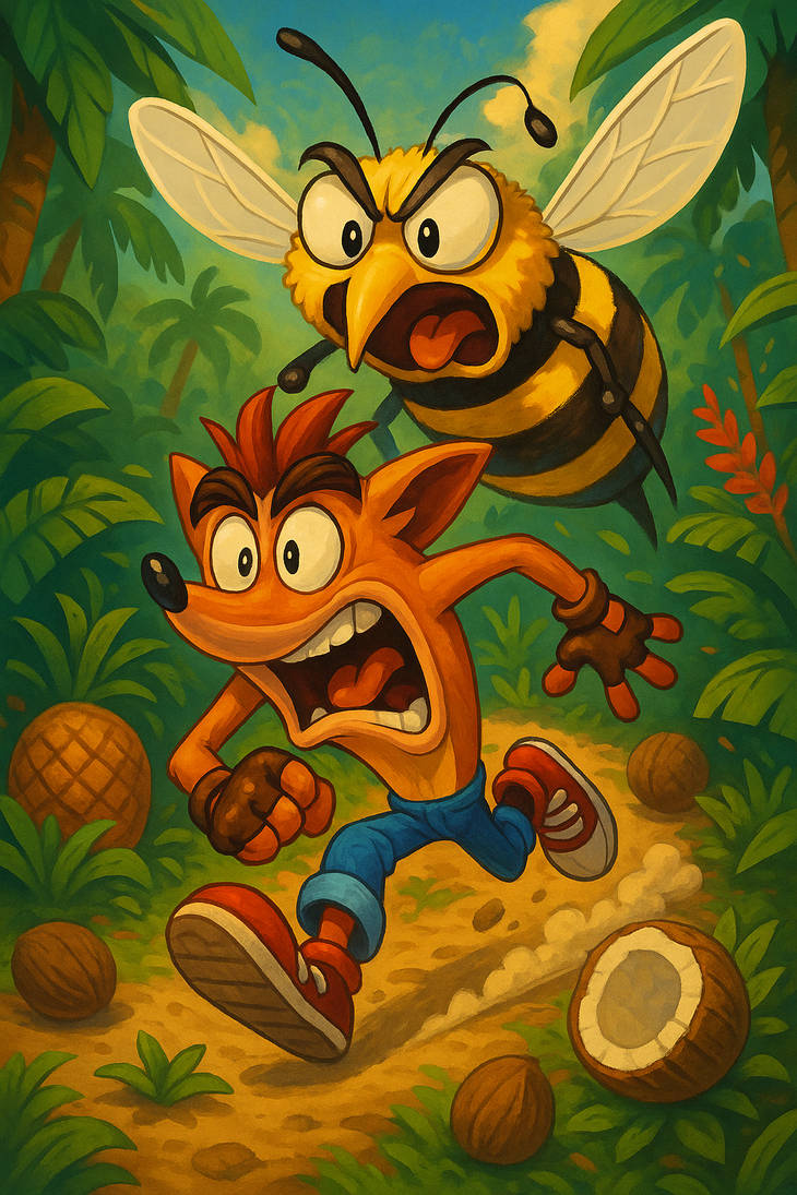 Crash The Blue Rabbit Crash Bandicoot escaping from a bee by Apolopro53 on DeviantArt