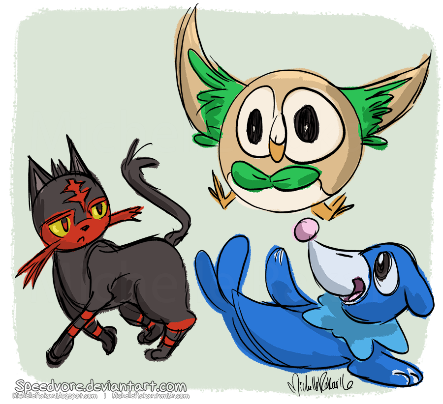 Pokemon Gen 7 Starters by Speedvore on DeviantArt